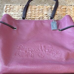 Coach Elegant Purple Leather Tote Bag